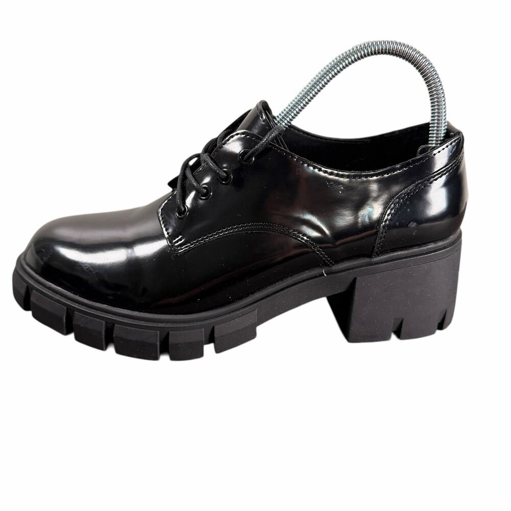 Madden Girl Hicks Lace Up Oxford Shoes Black Man Made Edgy Womens Size 10 - Picture 2 of 10